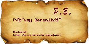 Pávay Bereniké névjegykártya